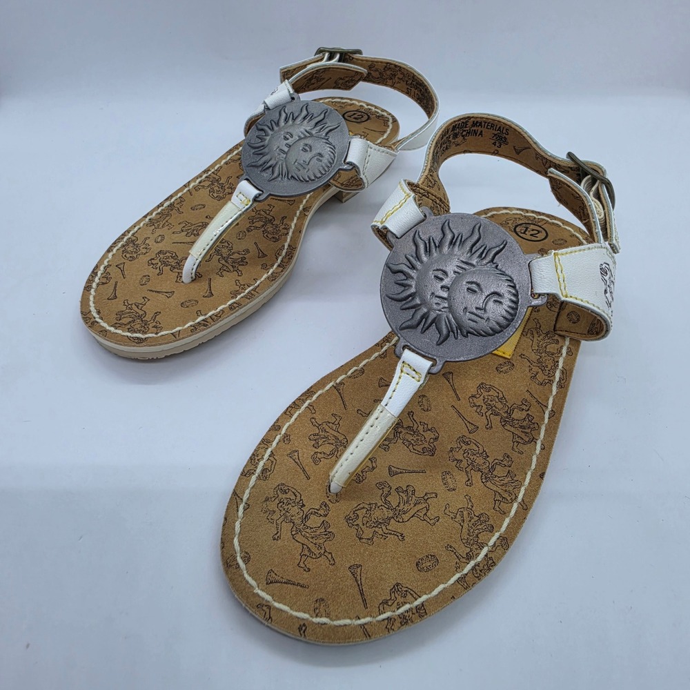 Vintage Disney Hunchback of Notre Dame Sun Moon Sandals Kids Size 12 White 90s‎
